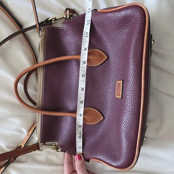 Dooney & Bourke Burgundy Satchel with Tan Trim - Picture 7 of 8